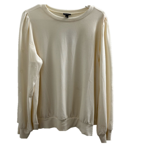 NWT Cream Long Sleeve French Terry knit Fabric eyelet detail sleeves Torrid 0 - Picture 1 of 8